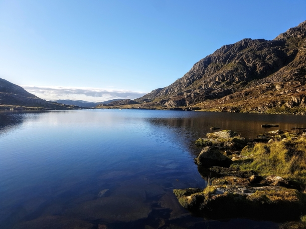 A lake called Ffynnon Lloer Snowdonia Wales  x