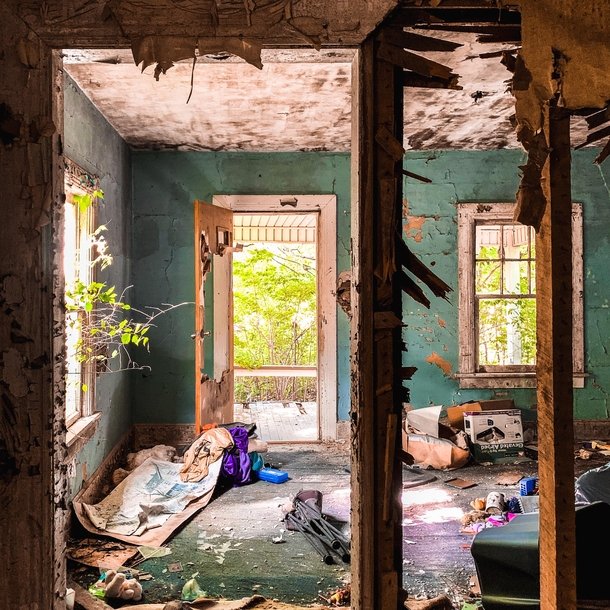 A Living Room Left Destroyed and Abandoned in USA