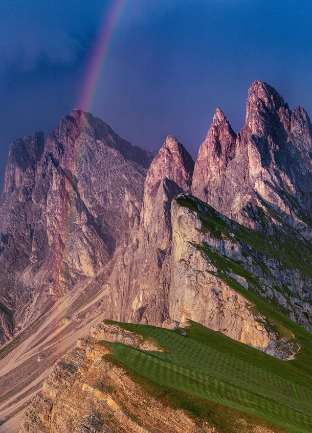 A majestic sight at the top of Seceda in the Dolomites Italy 