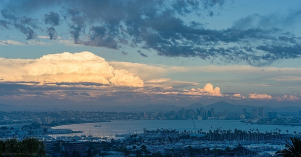 A massive cumulonimbus cloud over San Diego CA skyline last week 