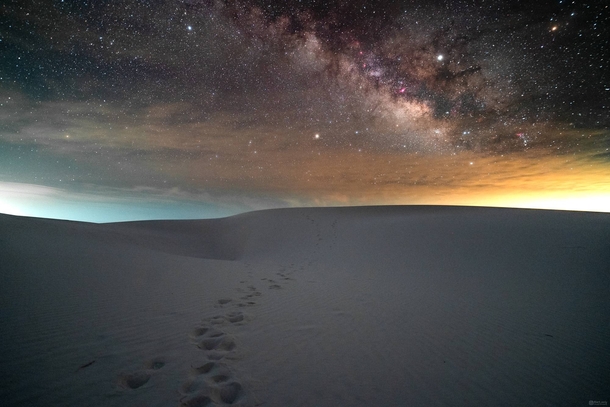 A midnight stroll in the dark up the dunes at White Sands National Monument NM 