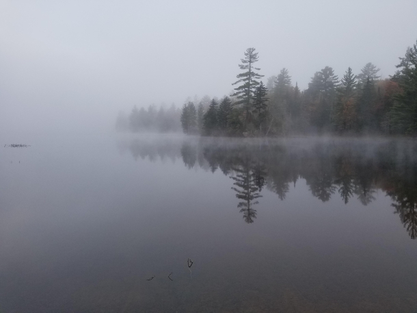 A mist shrouded lake in the Adirondacks 