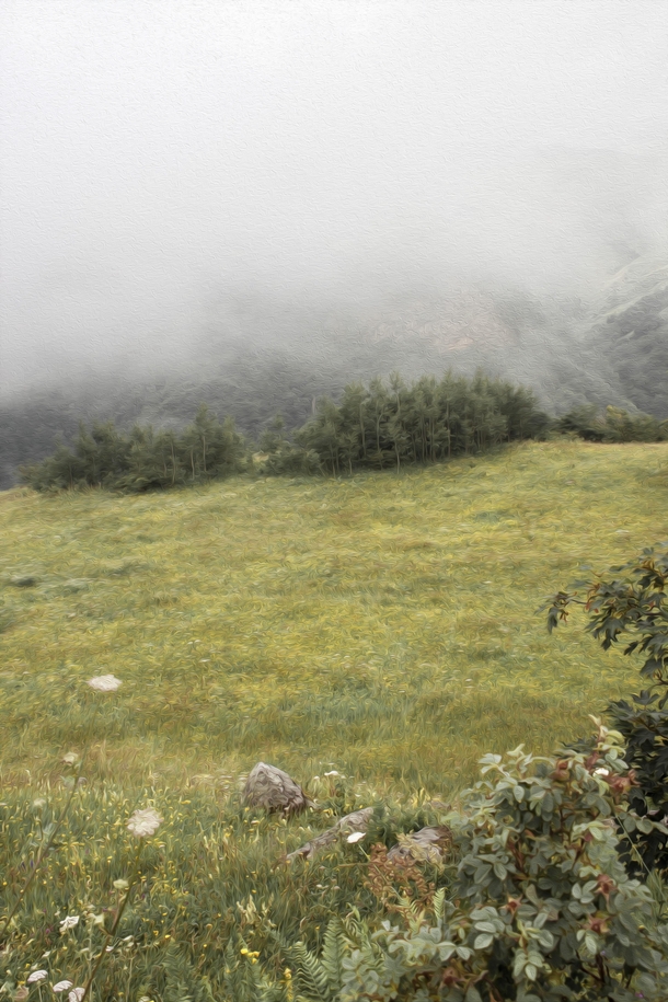 A Misty Mountain Khada Georgia The Caucasus 