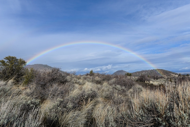 A morning rainbow over Lava Beds National Monument Three mornings in a row a rainbow popped out in the same place  Photo by Jason George