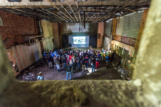 A movie show at a movie theater abandoned  years ago 