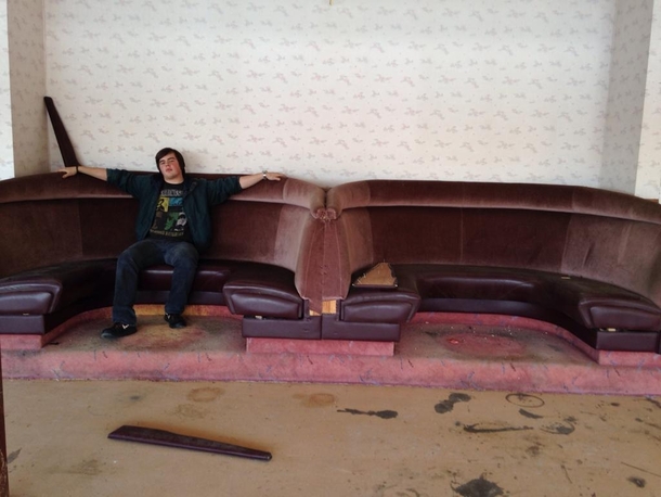 A pair of seats my buddy and I found in an abandoned restaurant 