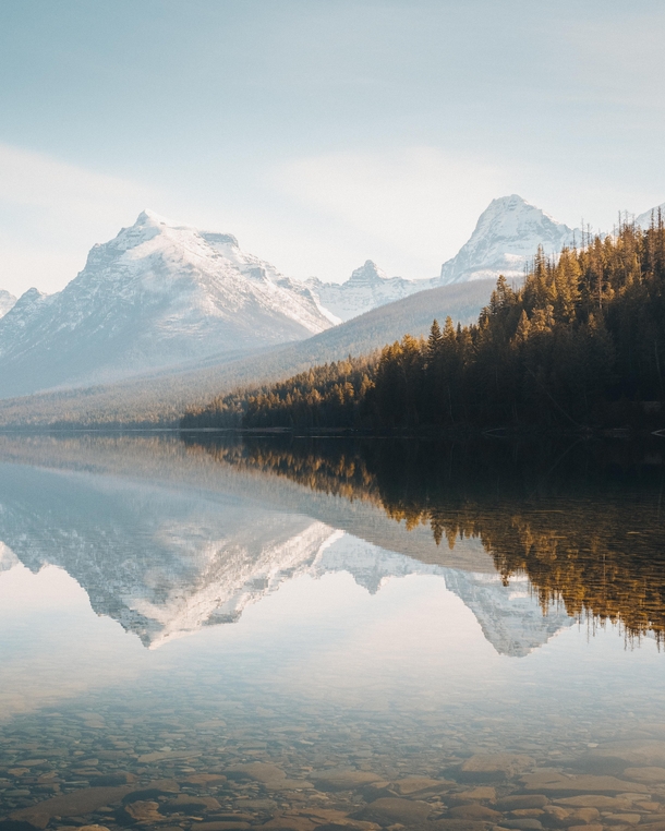 A perfect reflection that looks like a mirrorin Glacier Park 