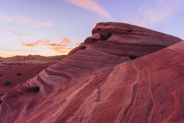 A Pink Valentines Day Sunset over The Fire Wave in Valley of Fire State Park Nevada 