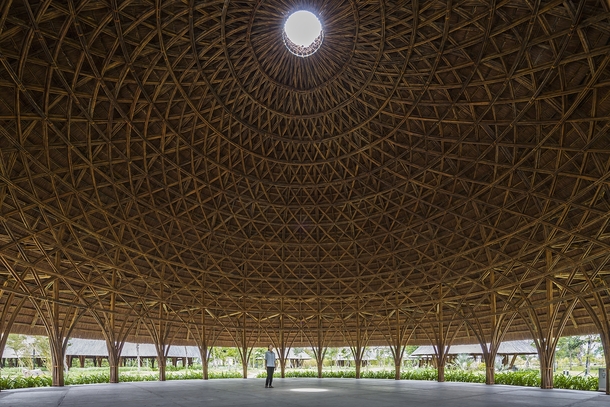 A pure bamboo structure one of the large domes of Diamond Island Community Center Ho Chi Minh City Vietnam 