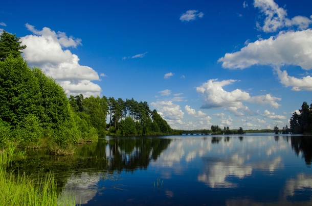 A quiet sunny day at Lake Velle Vitebsk region Belarus 