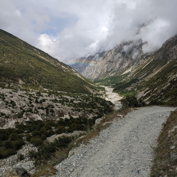 A rainbow over the Himalayas on the way to the mouth of the Ganges - Uttarakhand India x 