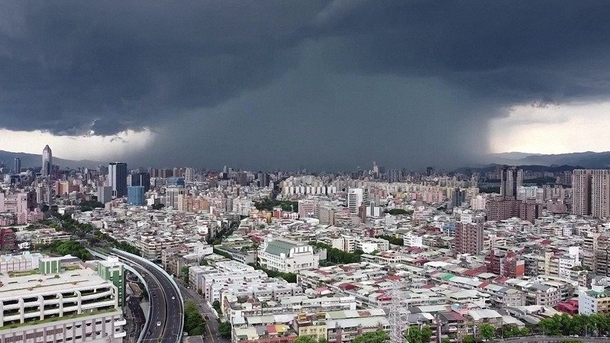 A rainstorm over New Taipei City Taiwan