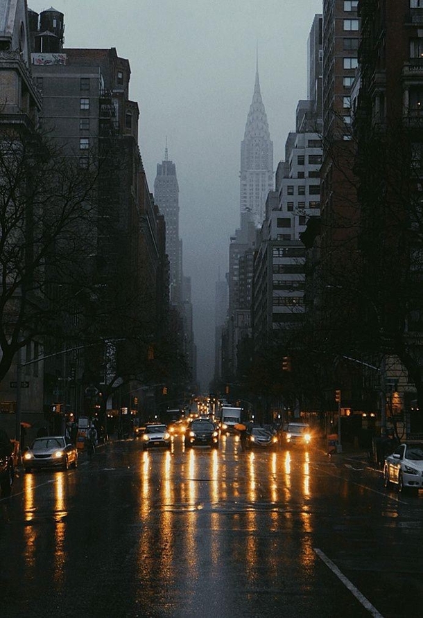 a rainy Manhattan evening