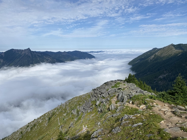 A river of clouds at Bandera Mountain in WA State 