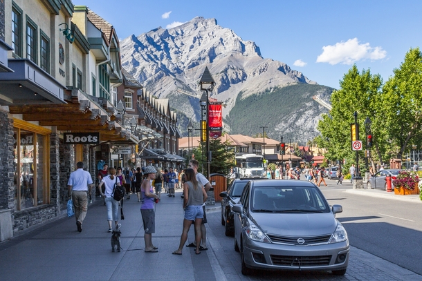 A scenic tourist town in the Canadian Rockies Banff Alberta 
