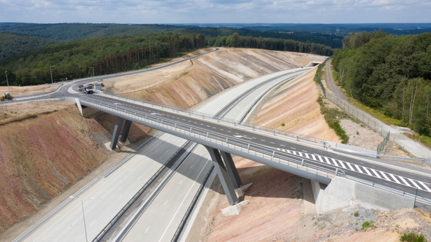 A section of the newly built E motorway near the French border in Belgium It was opened to the public a few days ago 