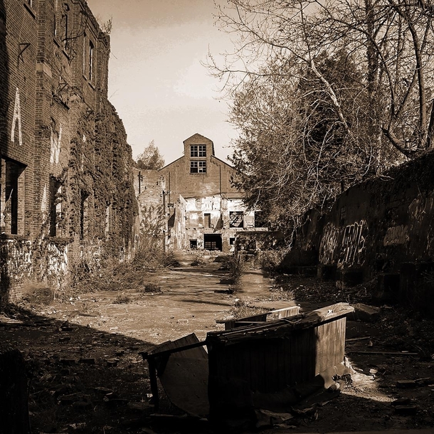 A Sepia Colored Abandoned Factory in Cleveland Ohio