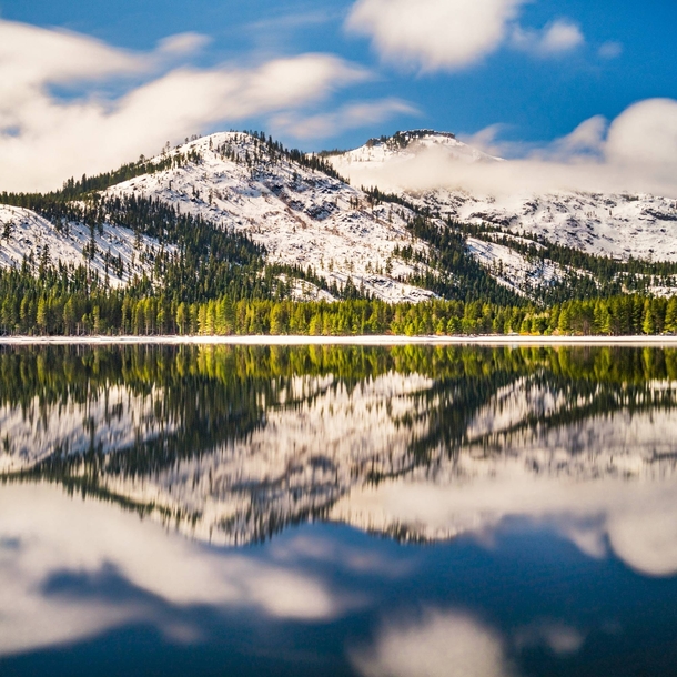 A shockingly calm morning at Donner Lake near Lake Tahoe California Never seen it this smooth before or since  - IG BersonPhotos