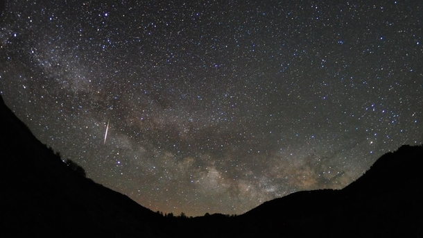 A shooting star from the Lyrid meteor shower in  CreditJimmy WestlakeNASA