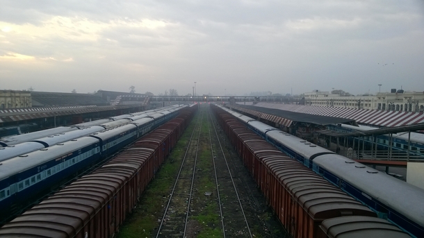 A shot from the foot-over bridge of Gorakhpur Junction railway station 