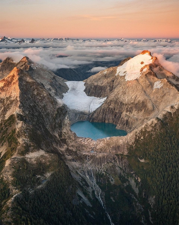 A small glacier lake in the backcountry of British Columbia  marcbaechtold