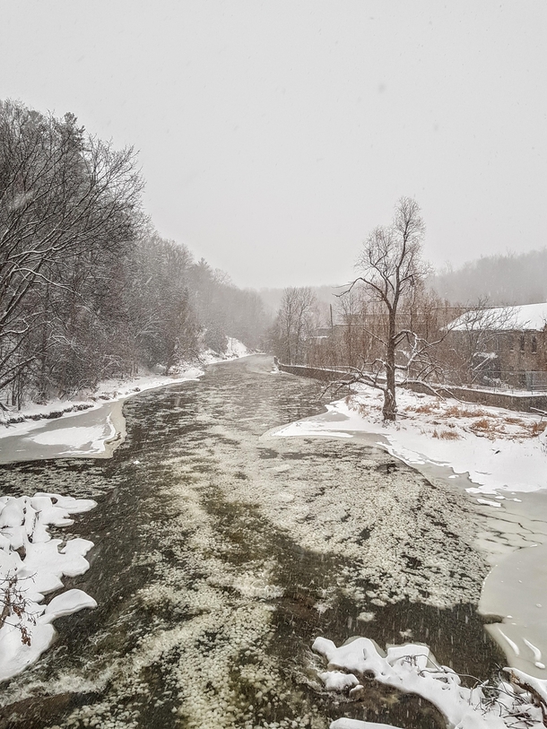 a snowstorm down by the river