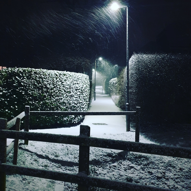 A snowy night in southern England