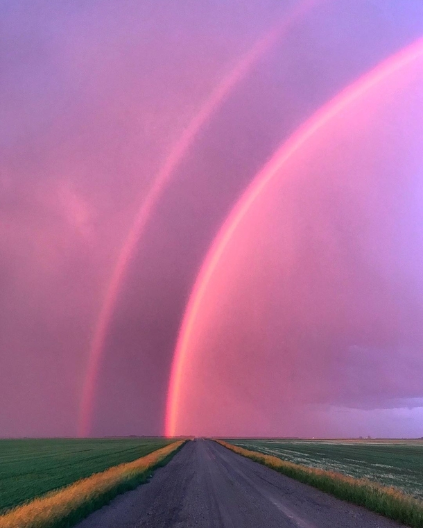 A storm outside Regina Saskatchewan produced this picture of a stunning double rainbowtysonliske