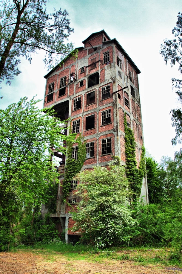 A strange building reportedly used to make cement remains abandoned in the woods 