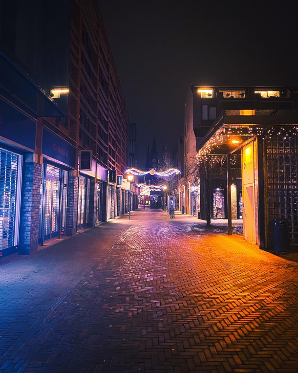 A street in delft at night