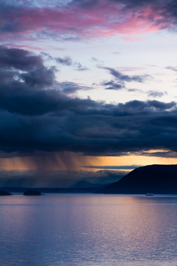 A stunning rainy sunset over Saltspring Island British Columbia Canada 