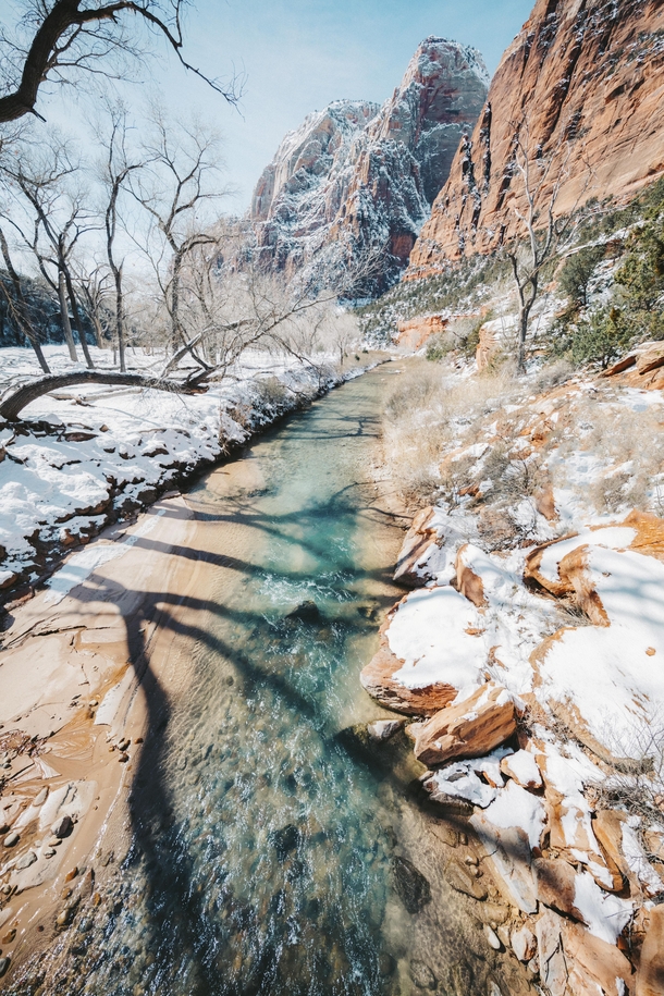 A Sunny Winter Day on the Virgin River in Zion National Park Utah 