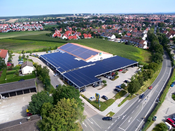 A supermarket car park in Germany covered in solar panels 