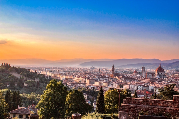 A unique view to Florence while the city watches the sunset 