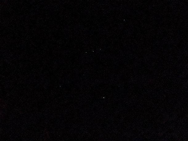 A very amateur shot of Orions Belt Shot with my Pixel xl