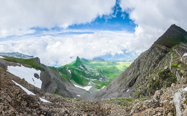 A view from the Swiss Alps near the summit of the Faulhorn 