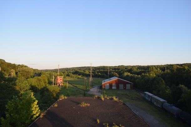 A view from the top of the former control tower at the abandoned Pittsburgh amp Lake Erie Railroad Gateway Yard in Struthers Ohio