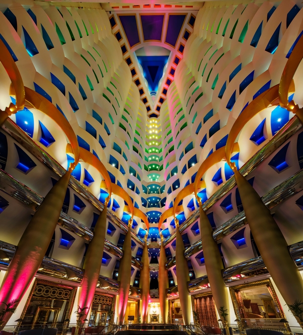 A view inside the worlds only -star hotel the Burj Al Arab in Dubai 