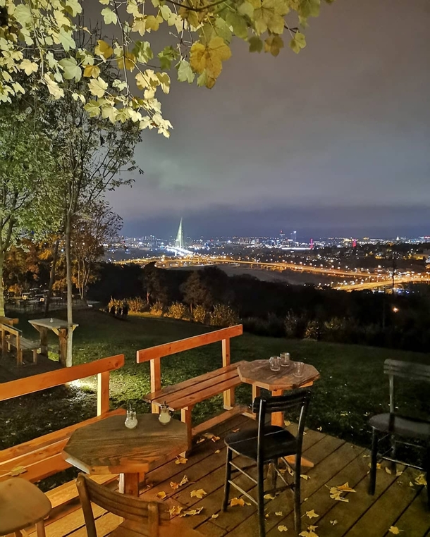 A view of Belgrade Serbia from a cafe in Koutnjak Park