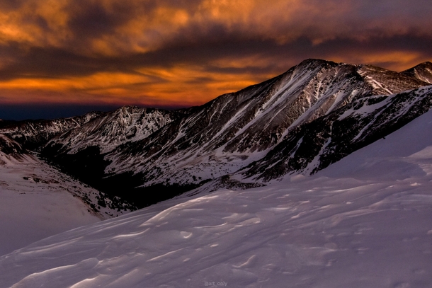 A view of sunset from ft on Grizzly Peak in Colorado - It was one of coldest hikes Ive ever been on 