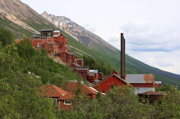 A view of the abandoned buildings of Kennecott Mines inside Alaskas WrangellSt Elias National Park and Preserve