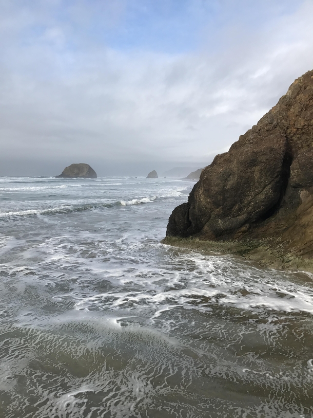 A view of the haystack on cannon beach from Arcadia Beach OR 