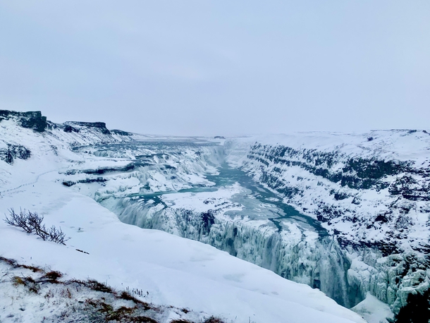 A view that had to be earned The freezing wind was at a level I have never experienced before It was worth it Gullfoss Iceland 
