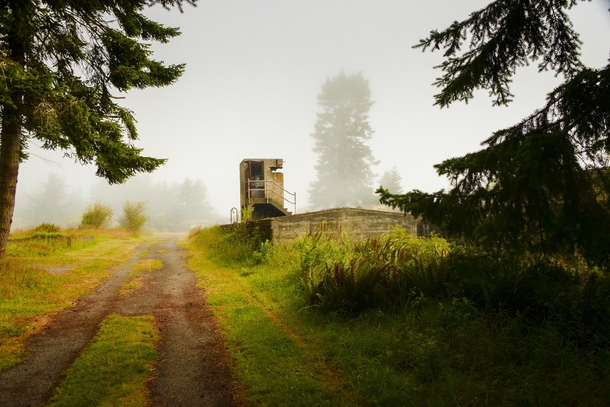 A watch tower unused since  located at Fort Worden Washington  by Erich Schultz