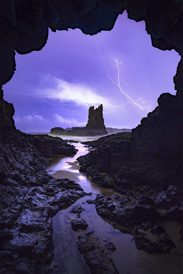 A wild stormy night at Cathedral Rocks Kiama Australia OC x williampatino_photography