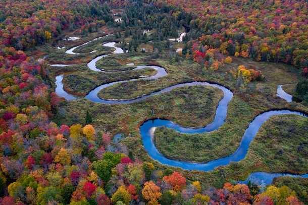 A winding river in the Adirondack Mountains NY 