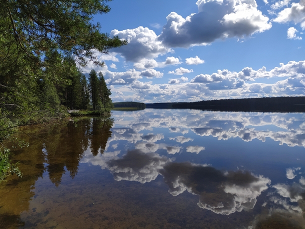 A windless day at lake Kuusamo Finland 
