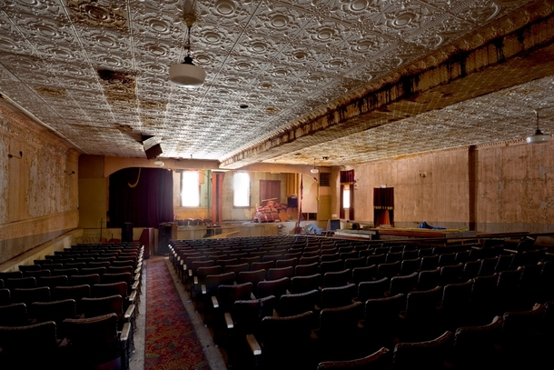 Abandoned auditorium under the Sharon Springs Masonic Temple in Upstate NY 