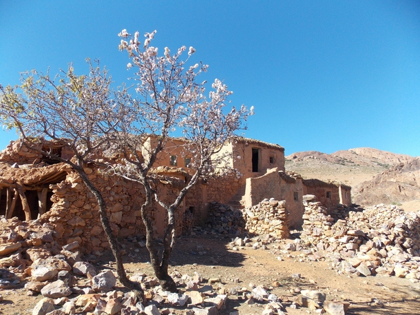 Abandoned berber village at the top of a mountain southern Morocco 