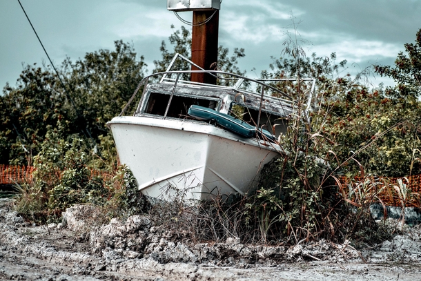 Abandoned boat in the Florida Everglades wildlife management area